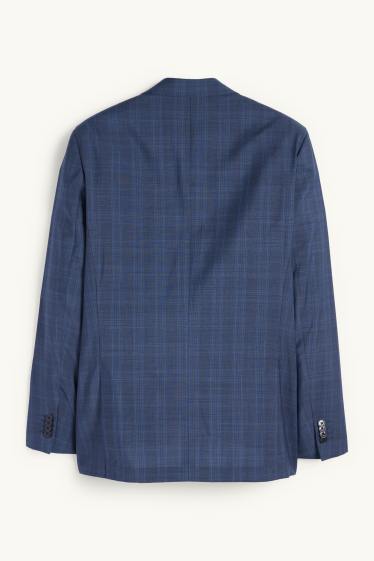 Herren - Baukasten-Schurwoll-Sakko - Regular Fit - kariert - dunkelblau