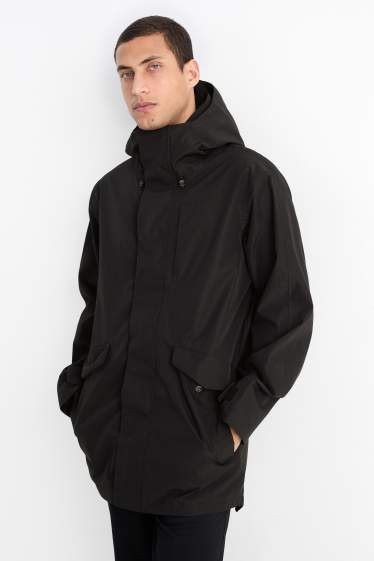 Herren - Regenjacke mit Kapuze - wasserdicht - schwarz