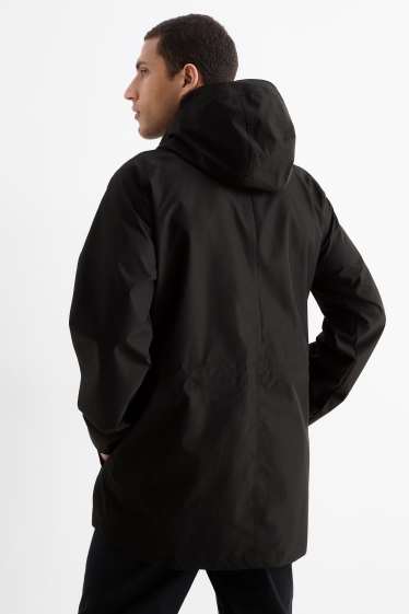 Herren - Regenjacke mit Kapuze - wasserdicht - schwarz