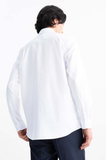 Hommes - Chemise de bureau - regular fit - col kent - facile à repasser - blanc crème