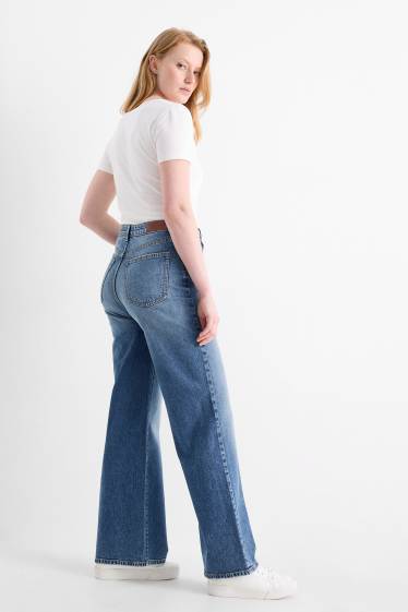 Damen - Wide Leg Jeans - High Waist - jeansblau