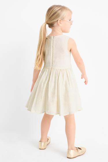 Kinder Mädchen - Blume - Kleid - strukturiert - cremeweiß