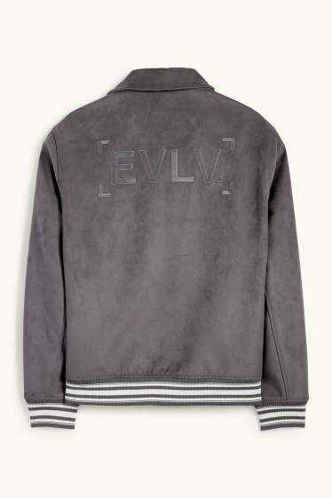 Men - Bomber jacket - faux leather - dark gray