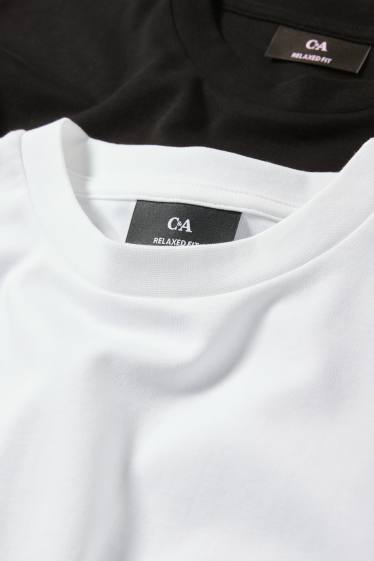 Hommes - Lot de 2 - T-shirts - relaxed fit - noir / blanc