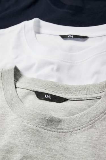 Herren - Multipack 3er - T-Shirt - Regular Fit - hellgrau-melange