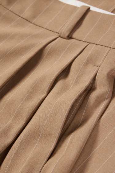 Women - Business trousers - mid waist - wide leg - pinstripes - light brown
