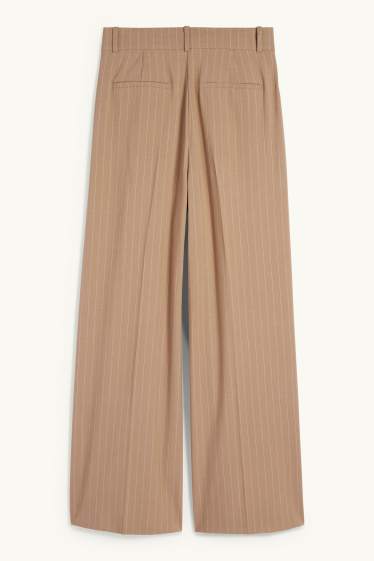 Women - Business trousers - mid waist - wide leg - pinstripes - light brown