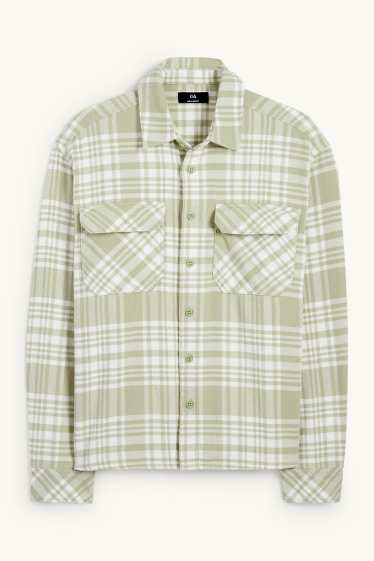 Hommes - Chemise en flanelle - relaxed fit - col kent - à carreaux - vert menthe