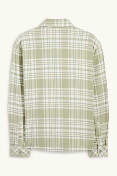 Hommes - Chemise en flanelle - relaxed fit - col kent - à carreaux - vert menthe