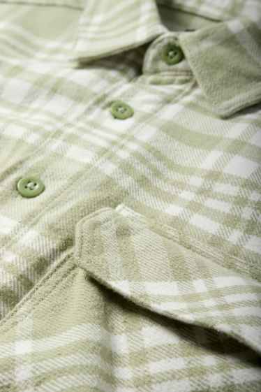 Hommes - Chemise en flanelle - relaxed fit - col kent - à carreaux - vert menthe