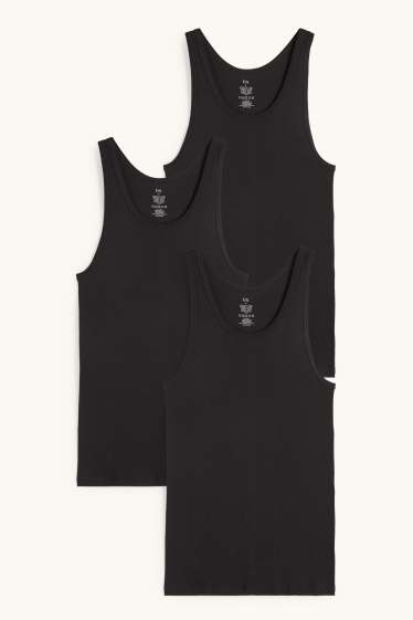 Bărbați - Multipack 3 buc. - maiou - reiat fin - negru