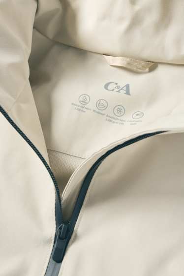 Women - Rain jacket with hood - waterproof - beige