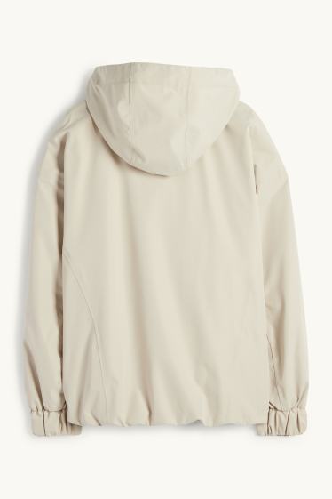 Women - Rain jacket with hood - waterproof - beige