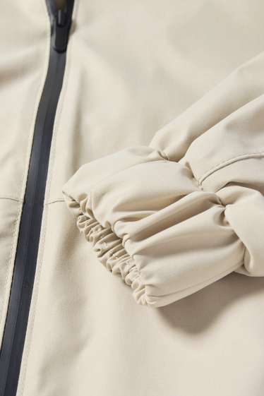 Women - Rain jacket with hood - waterproof - beige