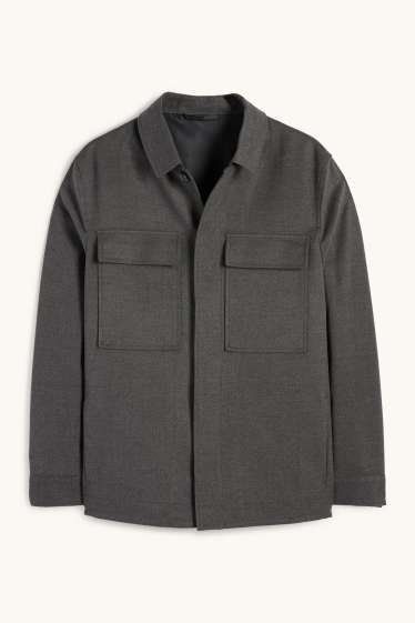 Hommes - Veste-chemise - regular fit - col kent - gris foncé