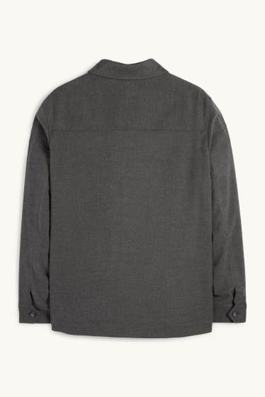 Hommes - Veste-chemise - regular fit - col kent - gris foncé