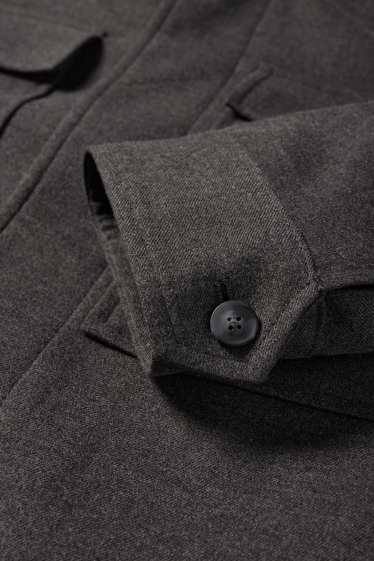 Hommes - Veste-chemise - regular fit - col kent - gris foncé
