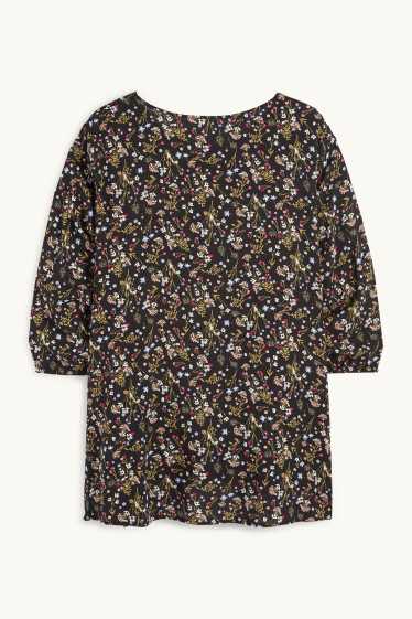 Damen - Bluse - geblümt - schwarz