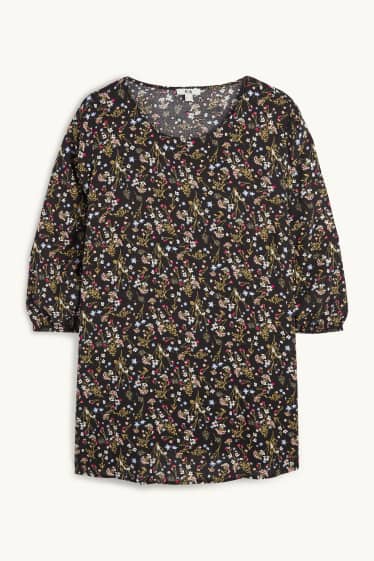 Damen - Bluse - geblümt - schwarz