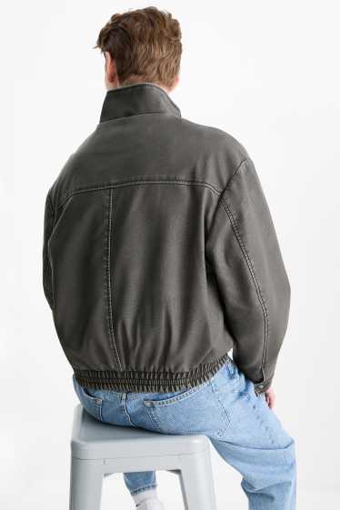 Men - Bomber jacket - faux leather - gray