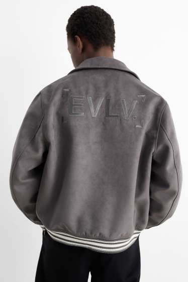 Men - Bomber jacket - faux leather - dark gray
