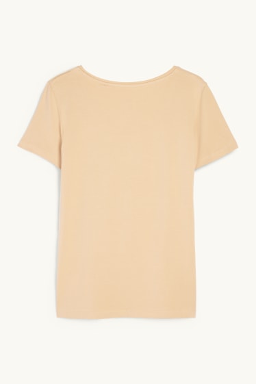 Dámské - Tričko - slim fit - béžová