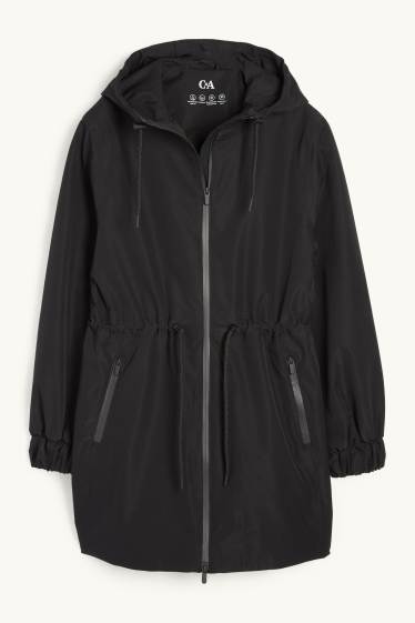 Femmes - Veste de pluie à capuche - imperméable - noir