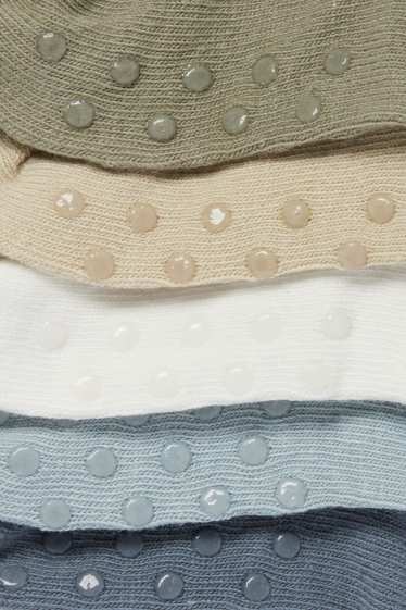 Baby: jongens - Set van 5 paar - antislipsokken voor baby’s - geribd - wit