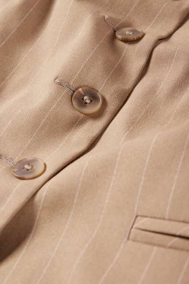 Femei - Vestă office - dungi fine - maro deschis