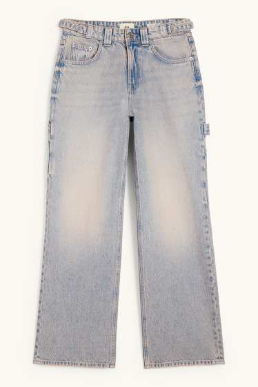 Femmes - Jean baggy - mid waist - jean gris clair