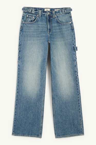 Kobiety - Baggy jeans - średni stan - dżins-niebieski