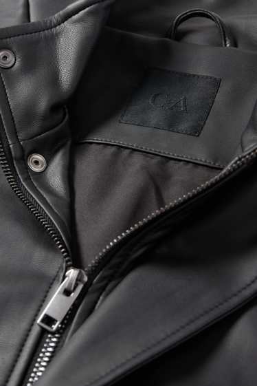 Hommes - Blouson motard - matière synthétique - noir