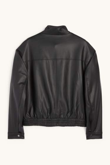 Hommes - Blouson motard - matière synthétique - noir