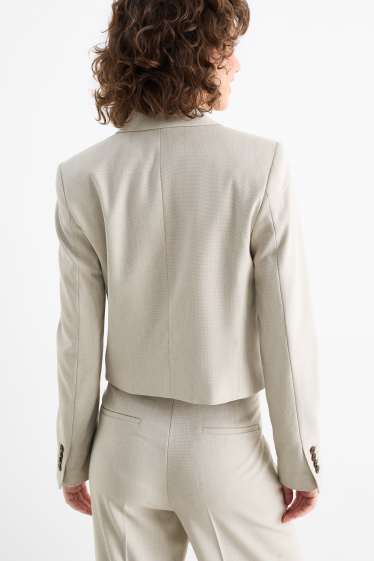 Femmes - Blazer court - cintré - texturé - beige