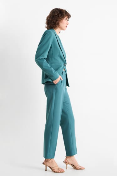 Dámské - Business kalhoty - high waist - straight fit - tyrkysová
