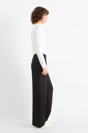 Femmes - Pantalon en jersey basique - mid waist - straight fit - noir
