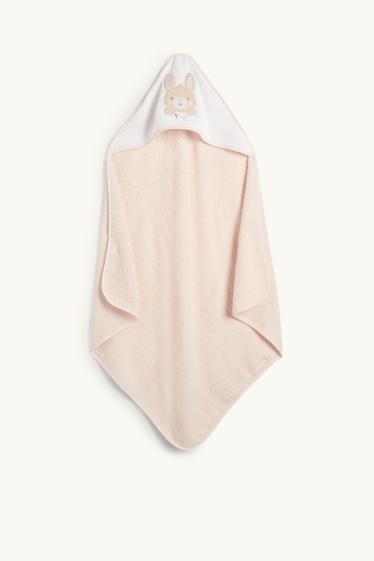 Baby Girls - Bunny rabbit - baby towel with hood - rose