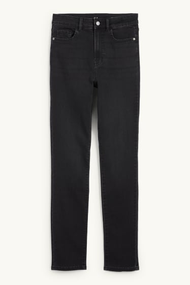 Women - Slim jeans - high waist - denim-dark gray