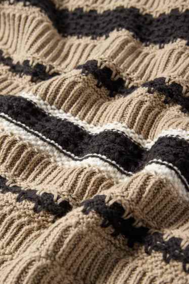 Herren - Pullover - gestreift - strukturiert - beige