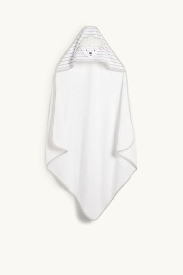 Baby Boys - Sheep - baby towel with hood - cremewhite