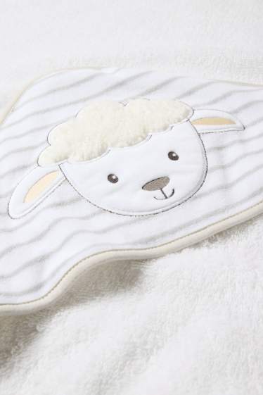 Baby Boys - Sheep - baby towel with hood - cremewhite
