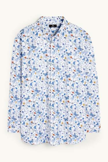 Men - Shirt - regular fit - button-down collar - patterned - blue