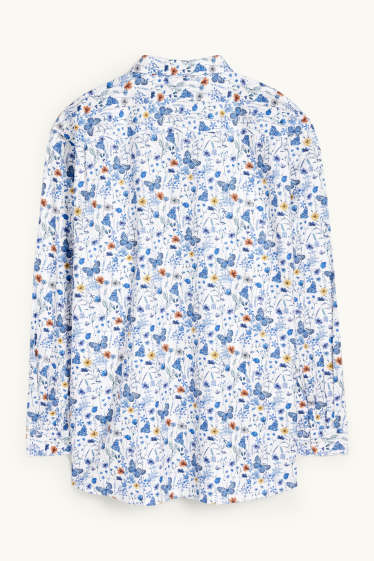 Men - Shirt - regular fit - button-down collar - patterned - blue