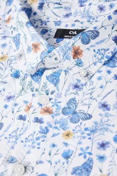 Men - Shirt - regular fit - button-down collar - patterned - blue