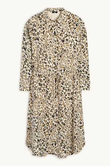 Femmes - Robe-chemisier - imprimé léopard - texturé - beige clair