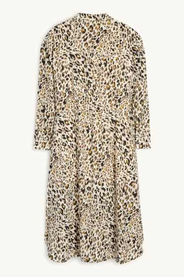 Femmes - Robe-chemisier - imprimé léopard - texturé - beige clair