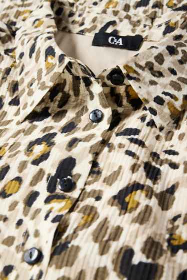 Femmes - Robe-chemisier - imprimé léopard - texturé - beige clair