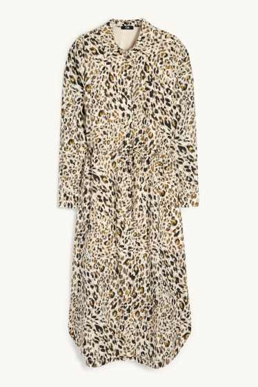 Femmes - Robe-chemisier - imprimé léopard - texturé - beige clair