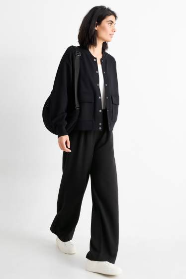 Mujer - Pantalón de punto - mid waist - straight fit - negro