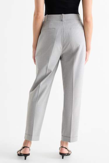 Femmes - Pantalon de bureau - high waist - regular fit - gris clair chiné